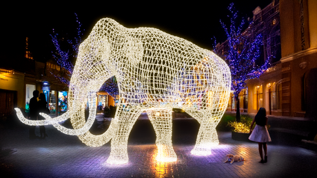 Giant Elephant Lighted Sculpture AI Picture