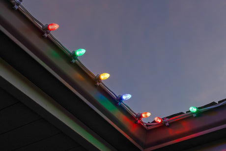 Multicolor C7 Bulbs on Roofline