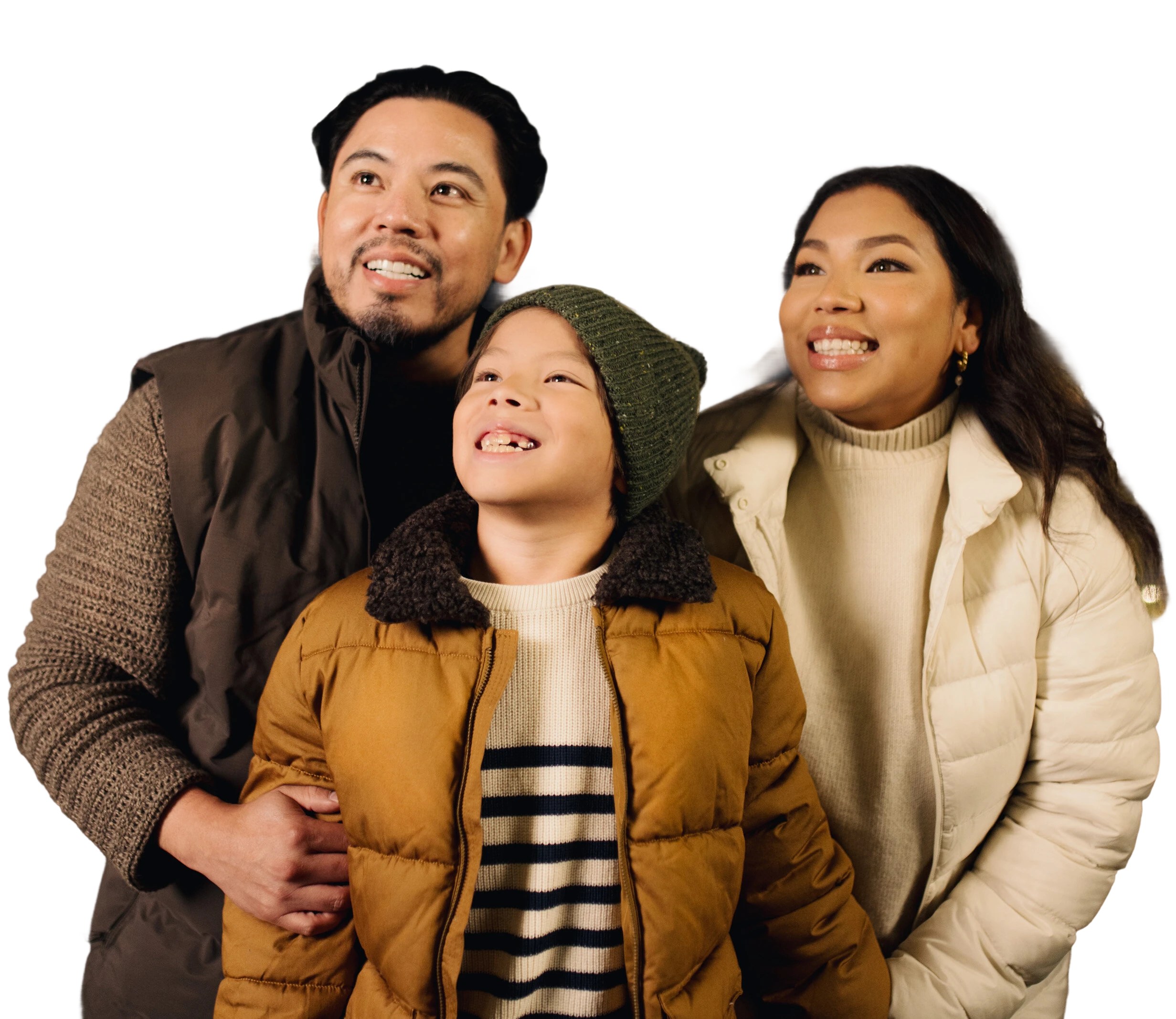 A family enjoying a display of lights together